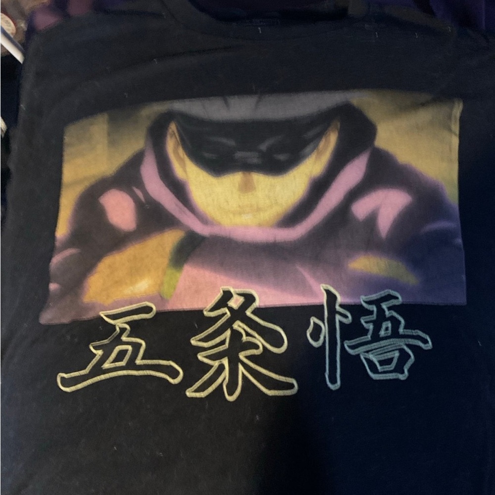 JJK Gojo Black Graphic Tee with Anime Print